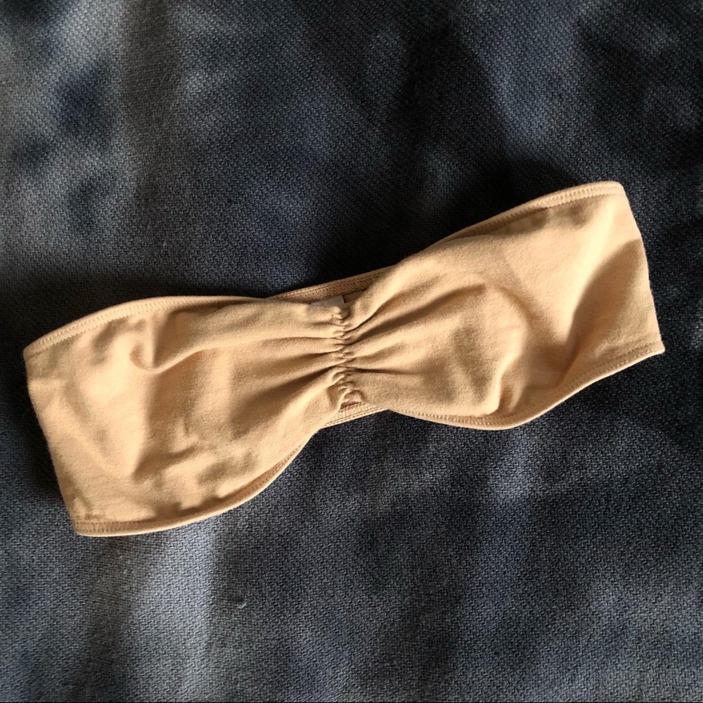 Los Angeles Apparel Garment Dye Ruched Tube Bra Khaki